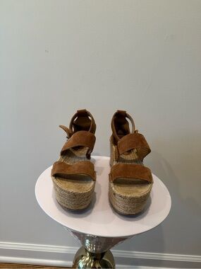 Soludos Tan Suede Espadrille Platform Sandals